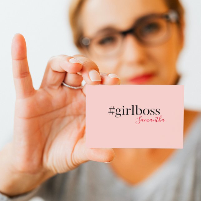 Tarjeta De Visita Jefe y nombre de Chica rosado moderno | mejor rega (Subido por el creador)