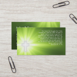 Tarjeta De Visita Jeremiah 29; 11-14 - Cruz religiosa - verde