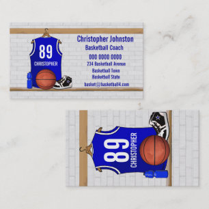 Tarjeta De Visita Jersey azul y blanco personalizado del baloncesto