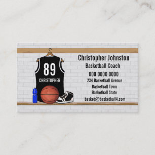 Tarjeta De Visita Jersey blanco y negro personalizado del baloncesto