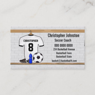 Tarjeta De Visita Jersey de fútbol negro blanco personalizado del