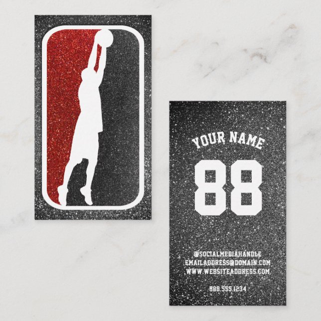 Tarjeta De Visita Jersey del equipo de baloncesto del Purpurina Rojo (Anverso / Reverso)