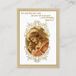 Tarjeta De Visita Jesús cargando cruz plegaria sagrada carta religio