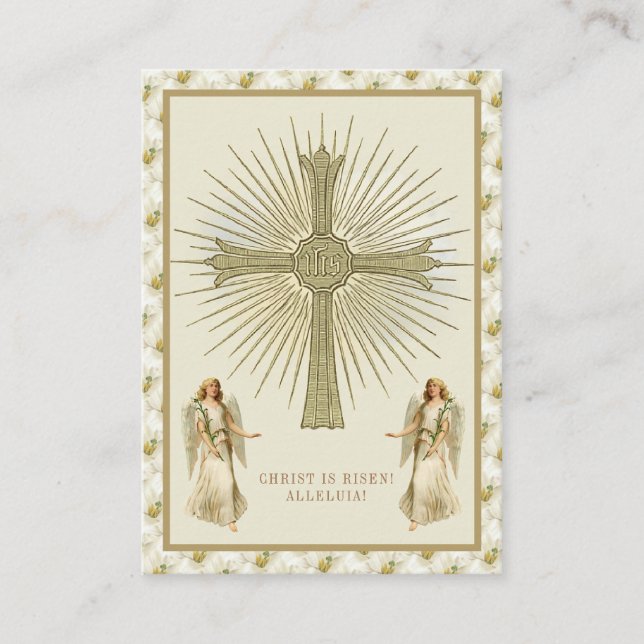 Tarjeta De Visita Jesús Católico Eucaristía Angels Oración Pascua (Anverso)