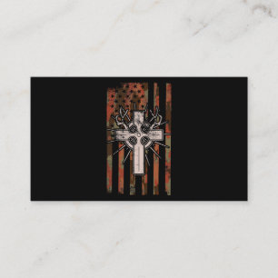 Tarjeta De Visita Jesús Cruz Cristiana Caza Bandera Americana Camo D