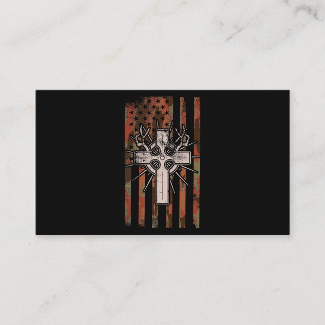 Tarjeta De Visita Jesús Cruz Cristiana Caza Bandera Americana Camo D (Anverso)