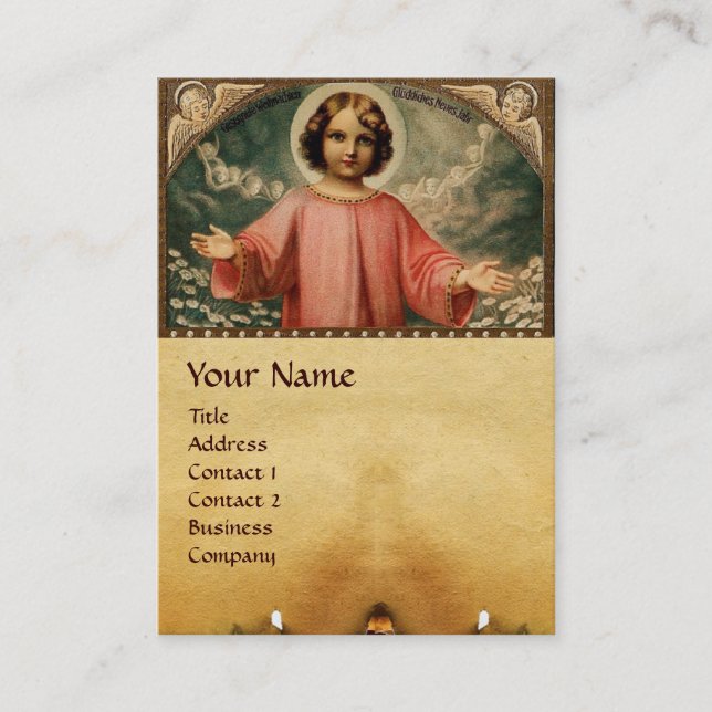 TARJETA DE VISITA JESÚS INFANTIL CON ÁNGELES (Anverso)