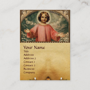 TARJETA DE VISITA JESÚS INFANTIL CON ANGELES Y CROWNS DE NAVIDAD