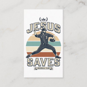 Tarjeta De Visita Jesús salva béisbol vintage diseño vectorial crist