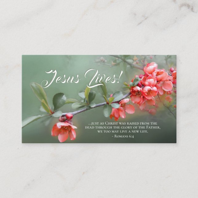 Tarjeta De Visita Jesús Vive la Primavera Flores Biblia Verse Pascua (Anverso)