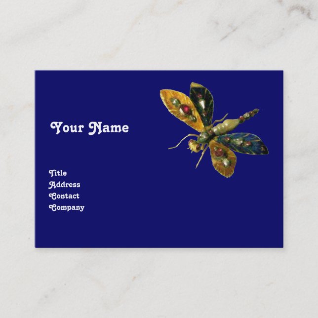 Tarjeta De Visita JEWEL ANTIQUE DRAGONFLY, Azul (Anverso)