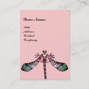 Tarjeta De Visita JEWEL DE MUJER DE DRAGONFLY, Verde, Rosa Negro