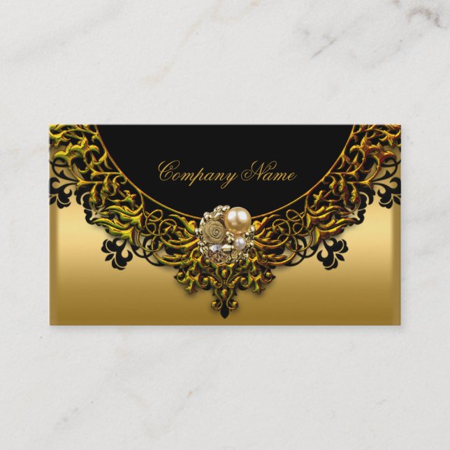 Tarjeta De Visita Jewel Gold Elegant Black Gold Boutique (Anverso)