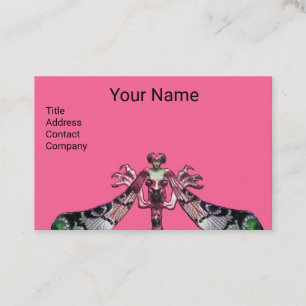 Tarjeta De Visita JEWEL Monograma Verde, Rosa Negro