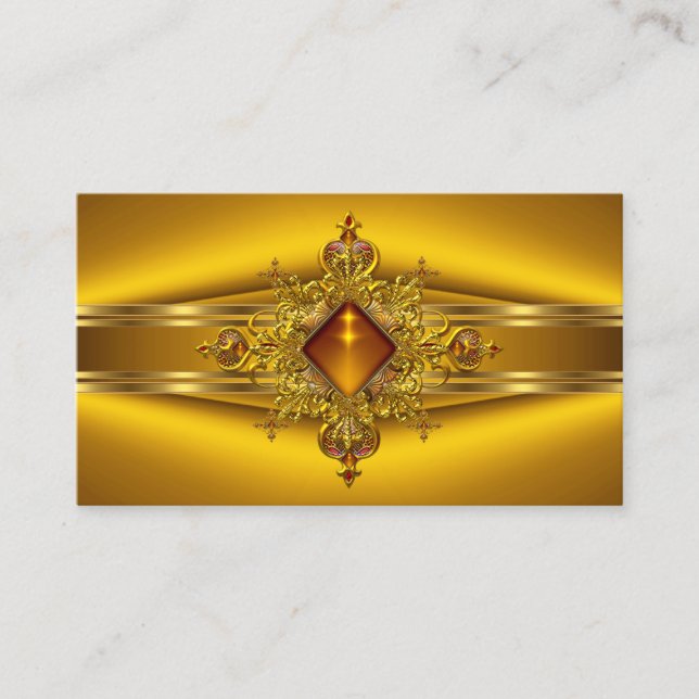 Tarjeta De Visita Jewel Royal Elegant Yellow Gold Rich Ornate (Anverso)
