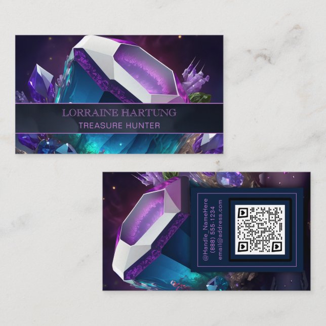 Tarjeta De Visita Jewel Tone Nebula Aquatic Turquoise Mystic Crystal (Anverso / Reverso)