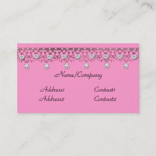 Tarjeta de visita Jeweled del rosa del cordón