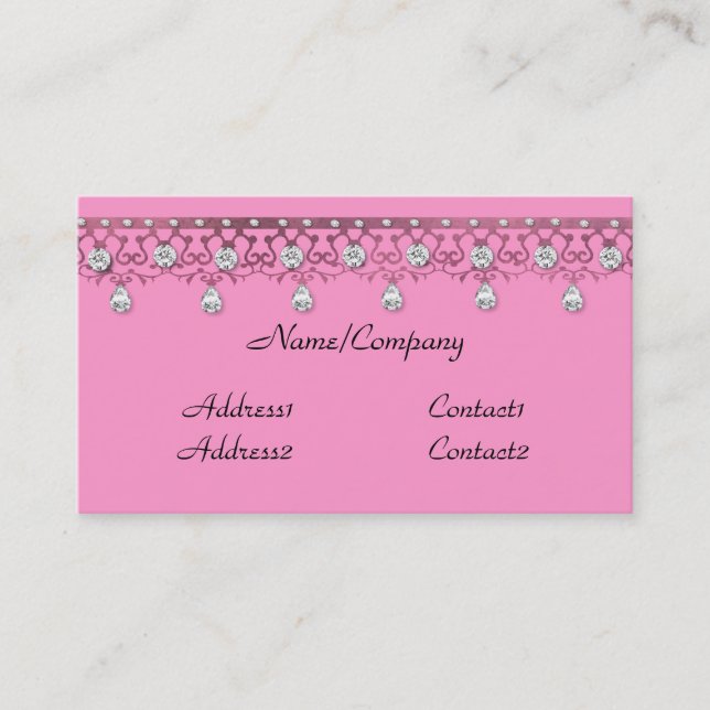 Tarjeta de visita Jeweled del rosa del cordón (Anverso)