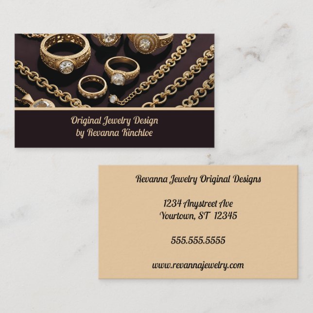 Tarjeta De Visita Jeweler Jewelry Design Sales (Anverso / Reverso)