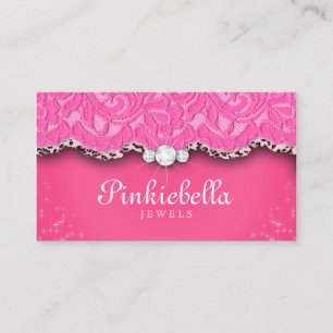 Tarjeta De Visita Jewelry Business Card Leopard Lace Pink