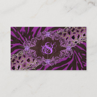 Tarjeta De Visita Jewelry Business Card Moda Zebra Leopard Purple