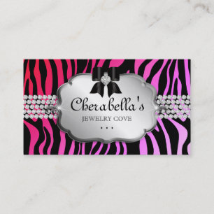 Tarjeta De Visita Jewelry Business Card Zebra Red Pink Bow