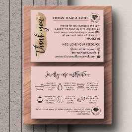 Tarjeta De Visita Jewelry Care White Chic Script Pink Thank You Card