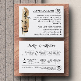 Tarjeta De Visita Jewelry Care White Chic Script Thank You Card