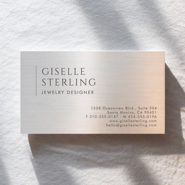 Tarjeta De Visita Jewelry Designer Brushed Metal (Subido por el creador)