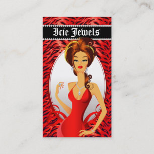 Tarjeta De Visita Jewelry Diamonds Red Zebra Heart