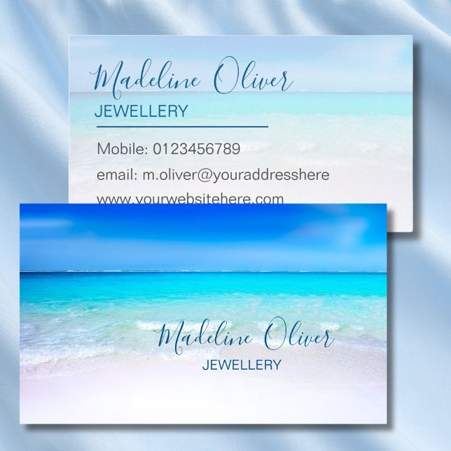 Tarjeta De Visita Jewelry Ocean Beach Sea Moderno (Subido por el creador)