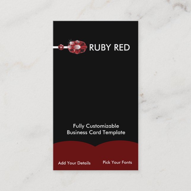 Tarjeta De Visita Jewelry Ruby Jeweld - Logo Diamante de imitación d (Anverso)
