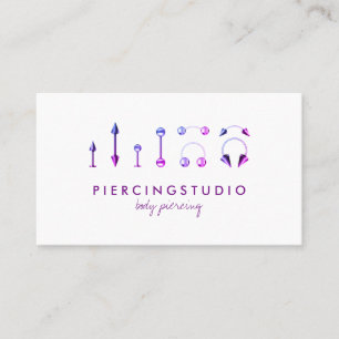 Tarjeta De Visita Jewelry Studio Tattoo Purple Pink Body Piercing