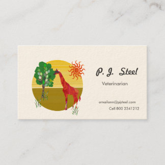 Tarjeta De Visita Jirafa de la zoología bajo ilustracion de Sun