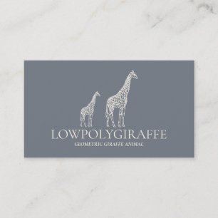 Tarjeta De Visita Jirafa qr de animal de crema salvia Navy Lowpoly