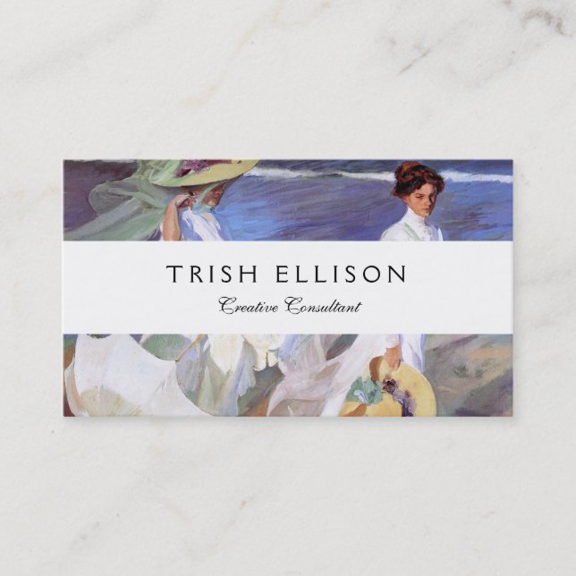 Tarjeta De Visita Joaquin Sorolla Women Walking Beach (Anverso)