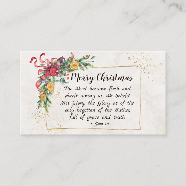 Tarjeta De Visita John 1:14 The Word became Flesh, Christmas (Anverso)