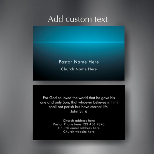 Tarjeta De Visita John 3:16 Custom Scripture Christian Church Pastor (Custom text Bible scripture card. John 3:16 verse on a pastor business card. Modern blue template.
)
