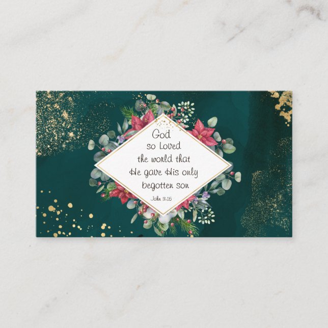 Tarjeta De Visita John.3:16 Dios amó al mundo, Navidades (Anverso)