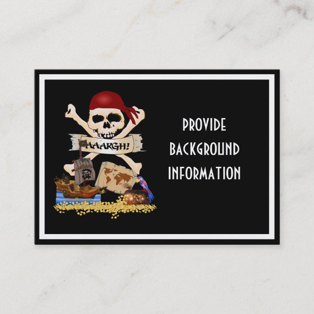 Tarjeta De Visita Jolly Roger, barco pirata y el pecho de los pirata (Anverso)