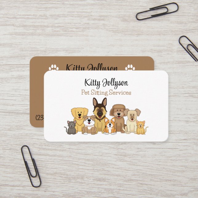 Tarjeta De Visita JollyKins Mascota lindo sentada (Anverso/Reverso In Situ)