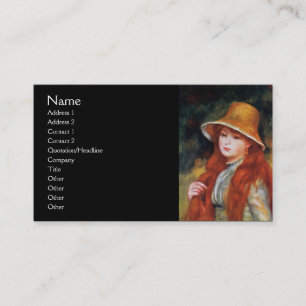 Tarjeta De Visita Joven Chica en un Gorra de paja de Renoir