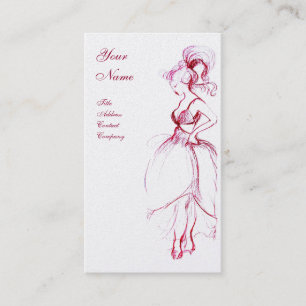 Tarjeta De Visita JÓVENES CHICAS BELLEZA FASHION DRAWING, Perla Blan