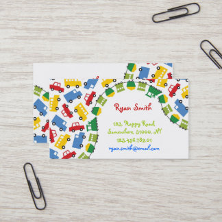 Tarjeta De Visita Jóvenes Juguetes Colorido Transporte Autobús Truck