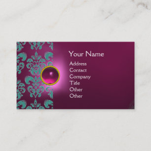 Tarjeta De Visita JOYA DE DAMASCO CHIC MONOGRAMA rosa azul