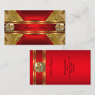 Tarjeta De Visita Joya de Damasco de Oro Rojo para Negocios Elegante
