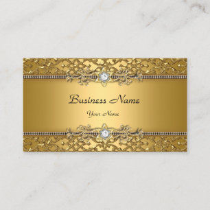 Tarjeta De Visita Joya de Damasco Dorado Elegante y Sofisticada con 