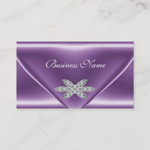 Tarjeta De Visita Joya de diamante de plata morado elegante mauve