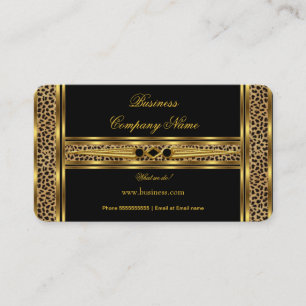 Tarjeta De Visita Joya de Leopardo Negro Dorado Elegante y con Clase