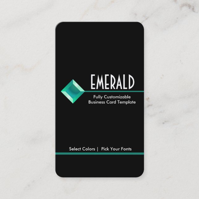 Tarjeta De Visita Joya Diamante de imitación Verde azulada - Logotip (Anverso)